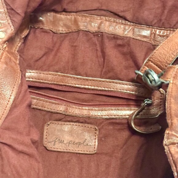 Free People Bianca Studded Leather Messenger Bag Cognac Brown Retail $598 - Picture 8 of 12